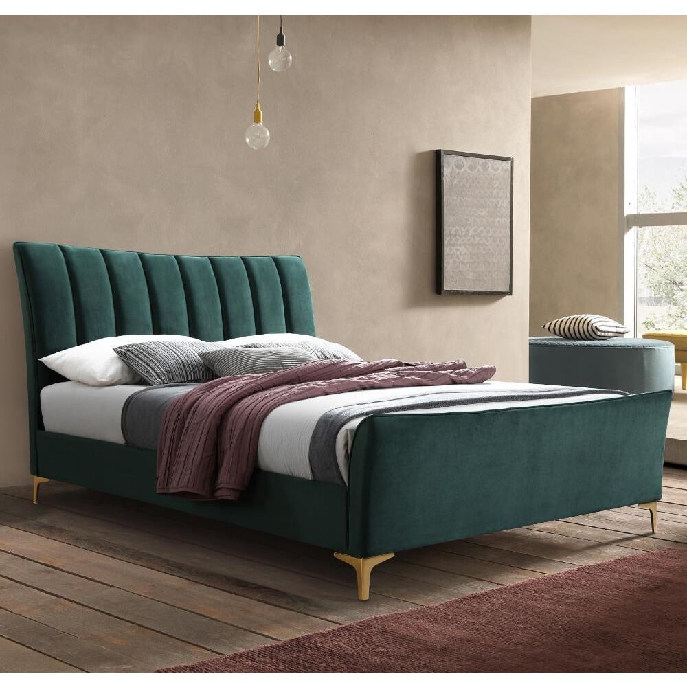 Clover - Double -Green - Velvet - 4ft6 - Happy Beds