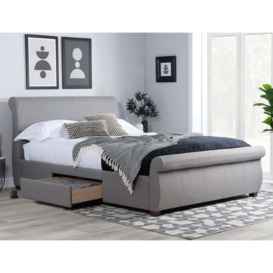 Lancaster - Double - 2 Drawer Storage Bed - Grey - Fabric - 4ft6 - Happy Beds