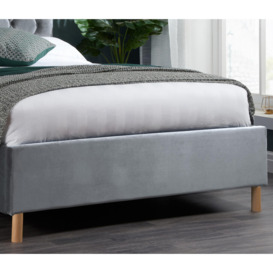 Loxley - Small Double - Grey - Velvet - 4ft - Happy Beds - thumbnail 3