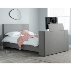 Plaza - Double - Electric Media TV Bed - Grey - Fabric - 4ft6 - Happy Beds