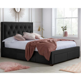 Woodbury - Super King Size - 4 Drawer Storage Bed - Black - Velvet - 6ft - Happy Beds