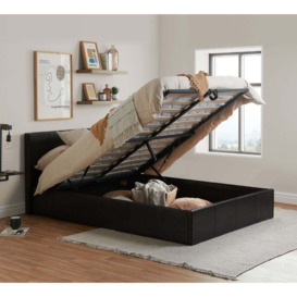 Berlin - Small Double - Brown Leather Ottoman Storage Bed Frame - Small Double -Happy Beds
