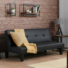 Franklin - Sofa Bed - Black - Faux Leather - Happy Beds