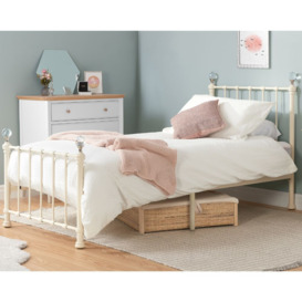 Jessica - Single - Metal Bed - Cream White - Metal - 3ft - Happy Beds