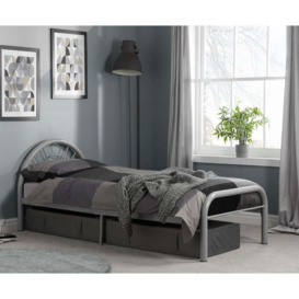 Solo - Single - Metal Bed - Silver Grey - Metal - 3ft - Happy Beds
