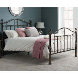 Victoria - King Size - Nickel Metal Bed - Black - Metal - 5ft - Happy Beds