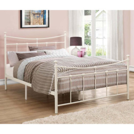 Emily - Double - Metal Bed - Cream White - Metal - 4ft6 - Happy Beds