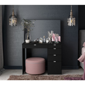 Ava - 5 Drawer Dressing Table - Black - Wooden - Happy Beds