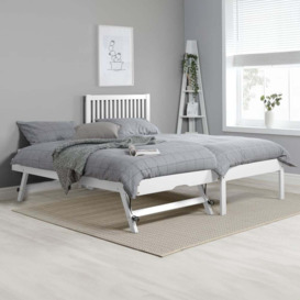 Buxton - Single - Guest Bed - White - Wood - 3ft - Happy Beds