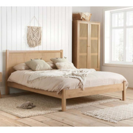 Croxley - King Size - Bed Frame - Oak - Rattan Wood - 5ft - Happy Beds