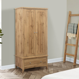 Hampstead - 2 Door 1 Drawer Combination Wardrobe - Oak - Wooden - Happy Beds