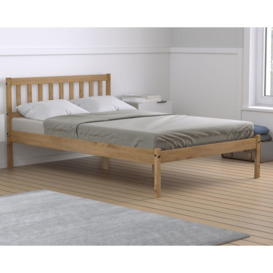 Lisbon - Single - Low Foot-End Bed - Waxed Pine - Wooden - 3ft - Happy Beds