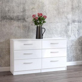 Lynx - 6 Drawer Chest - White - Wooden - Happy Beds
