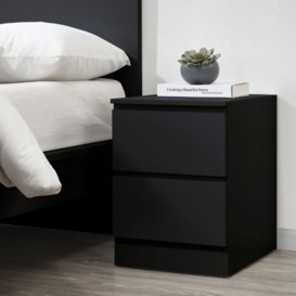 Oslo - 2 Drawer Bedside Table - Black - Wooden - Happy Beds