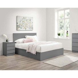Oslo - King Size - Ottoman Storage Bed - Grey - Wooden - 5ft - Happy Beds
