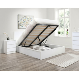 Oslo - Double - Ottoman Storage Bed - White - Wooden - 4ft6 - Happy Beds