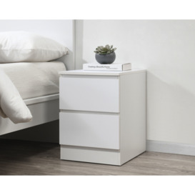 Oslo - 2 Drawer Bedside Table - White - Wooden - Happy Beds