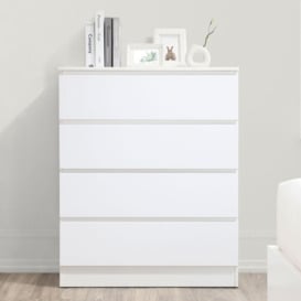 Oslo - 4 Drawer Chest of Drawers - White - Wooden - Happy Beds