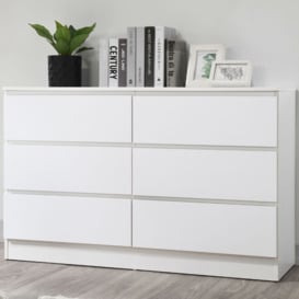 Oslo - 6 Drawer Chest of Drawers - White - Wooden - Happy Beds