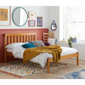 Denver - Small Double Antique Solid Pine Wooden Bed Frame - 4ft - - Happy Beds