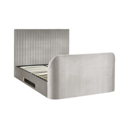 Croft - Super King Size - TV Bed with Storage Compartment - Light Grey - Velvet - 6ft - Happy Beds - thumbnail 7
