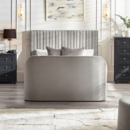 Croft - Super King Size - TV Bed with Storage Compartment - Light Grey - Velvet - 6ft - Happy Beds - thumbnail 2