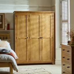 Marlborough - 3 Door Wardrobe - Oak - Wooden - Happy Beds - thumbnail 2