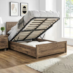 Rodley - Small Double - Ottoman Storage Bed - Oak - Wooden - 4ft - Happy Beds - thumbnail 3