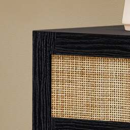 Padstow - 3 Drawer Chest - Black - Wooden/Rattan - Happy Beds - thumbnail 6