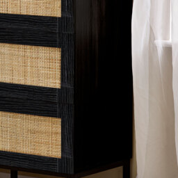 Padstow - 3 Drawer Chest - Black - Wooden/Rattan - Happy Beds - thumbnail 5