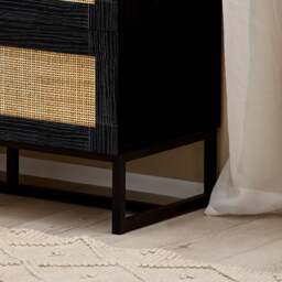 Padstow - 3 Drawer Chest - Black - Wooden/Rattan - Happy Beds - thumbnail 3