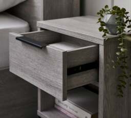Bali – 1-Drawer Bedside Table – Grey Oak – Wooden - Happy Beds - thumbnail 2