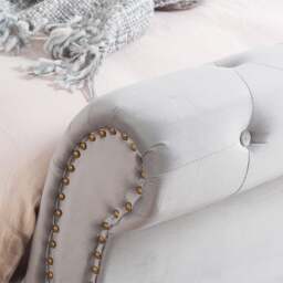Opulence - Super King Size - Scroll Sleigh Bed - Grey - Velvet - 6ft - Happy Beds - thumbnail 5