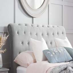 Opulence - Super King Size - Scroll Sleigh Bed - Grey - Velvet - 6ft - Happy Beds - thumbnail 2