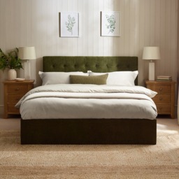 Peggy - Double - Ottoman Storage Bed - Olive - Fabric - 4ft6 - thumbnail 3