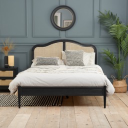 Leonie - Double - Rattan Bed - Black - Wooden - 4ft6 - Happy Beds - thumbnail 2