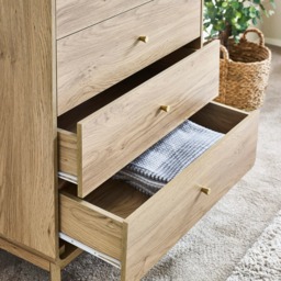 Ingrid - 5 Drawer Chest of Drawers - Light Oak - Wooden - Happy Beds - thumbnail 4