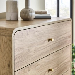 Ingrid - 5 Drawer Chest of Drawers - Light Oak - Wooden - Happy Beds - thumbnail 2