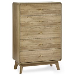 Ingrid - 5 Drawer Chest of Drawers - Light Oak - Wooden - Happy Beds - thumbnail 7