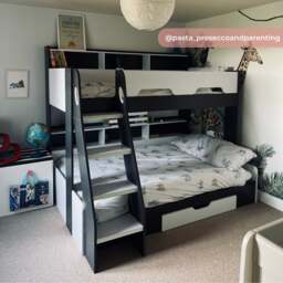 Orion - Kids Triple Sleeper Bed - Storage - Grey and White - Wood - 3ft and 4ft - Happy Beds - thumbnail 2
