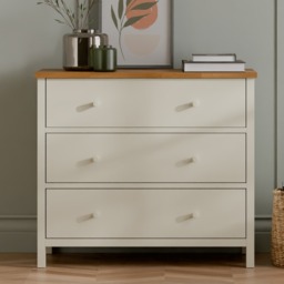Coxmoor 3-Drawer Chest of Drawers - Oak - Wooden - Happy Beds - thumbnail 1