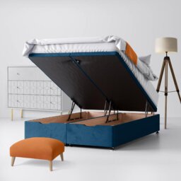 Single - Divan Bed - With Storage - Blue - Velvet - 3ft - Happy Beds - thumbnail 4