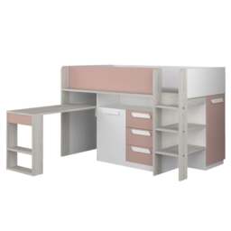 Girona -Kids Mid Sleeper Bed - Pink and Oak - Wood - Single - 3ft - Happy Beds - thumbnail 6