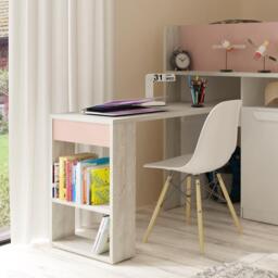 Girona -Kids Mid Sleeper Bed - Pink and Oak - Wood - Single - 3ft - Happy Beds - thumbnail 4