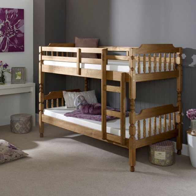 Colonial - Kids Bunk Bed - Waxed Pine - Wooden - Single - 3ft - Happy Beds - image 1