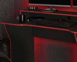 Enzo - Gaming Desk - Black/Red - Wooden - Happy Beds - thumbnail 4