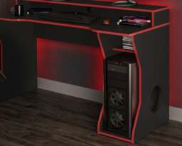 Enzo - Gaming Desk - Black/Red - Wooden - Happy Beds - thumbnail 3