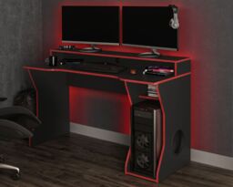 Enzo - Gaming Desk - Black/Red - Wooden - Happy Beds - thumbnail 2