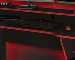 Enzo - Gaming Desk - Black/Red - Wooden - Happy Beds - thumbnail 5