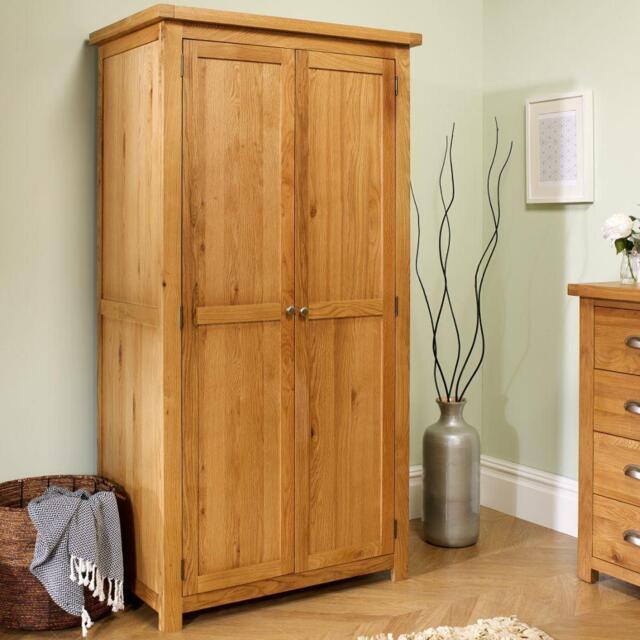 Woburn - 2 Door Wardrobe - Oak - Wooden - Happy Beds - image 1